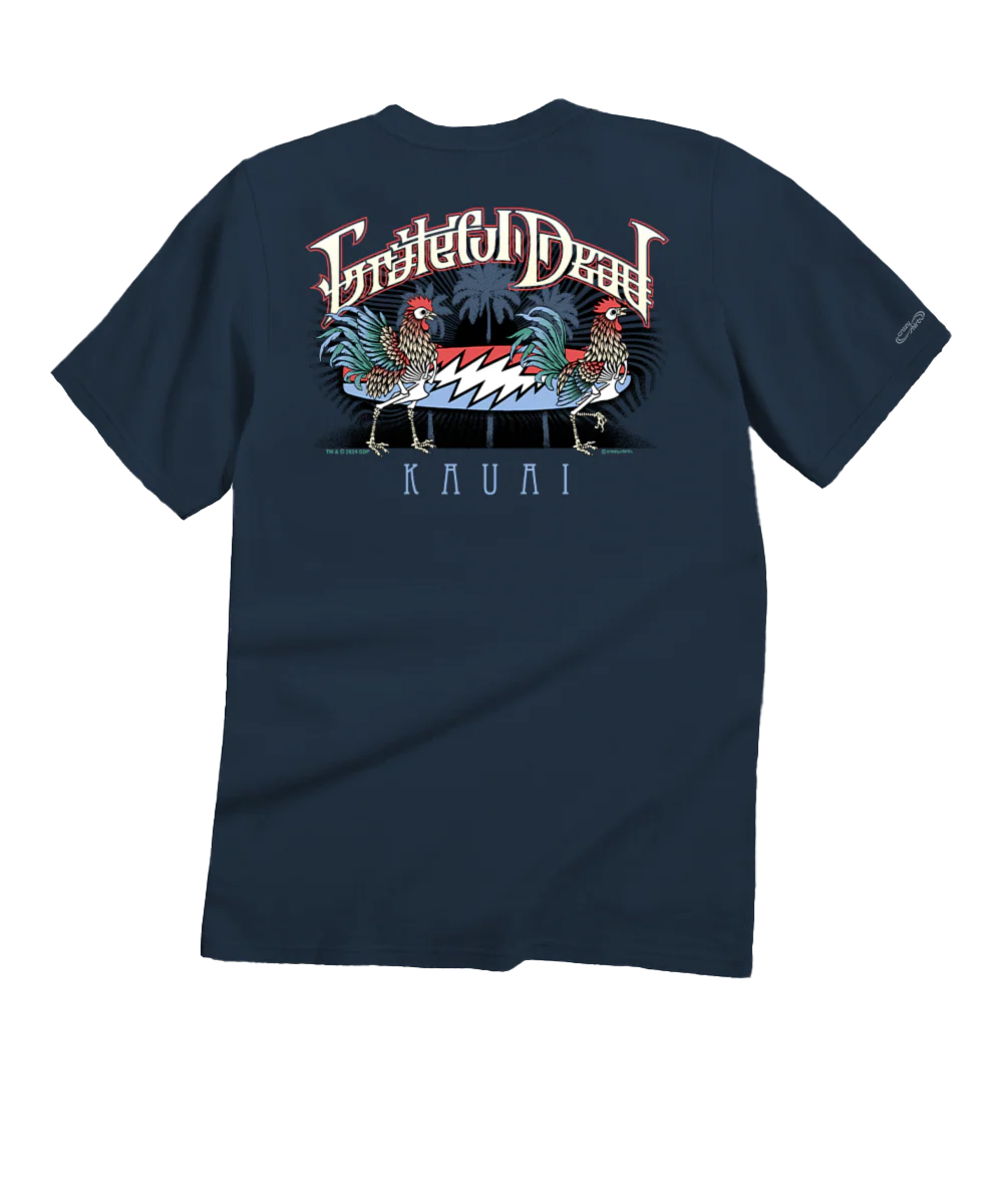 Grateful Dead Skeleton Chicken - Navy Short Sleeve Crewneck T-Shirt