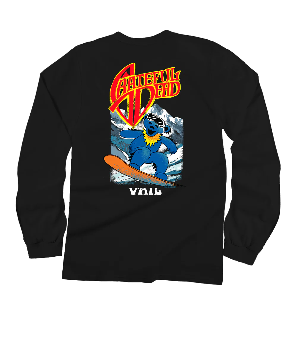 Grateful Dead Snow Bear - Black Long Sleeve Crewneck T-Shirt