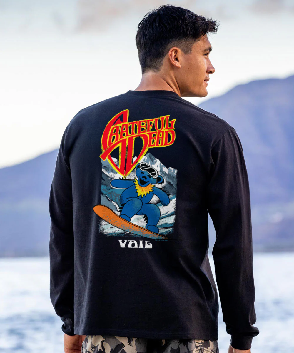 Grateful Dead Snow Bear - Black Long Sleeve Crewneck T-Shirt - Image 2