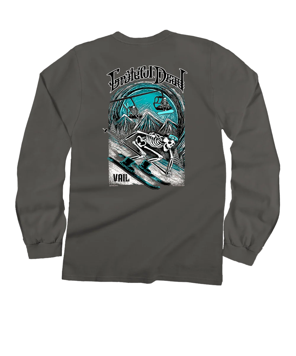 Grateful Dead Snow Skeletons - Crater Dyed® Long Sleeve Crewneck T-Shirt