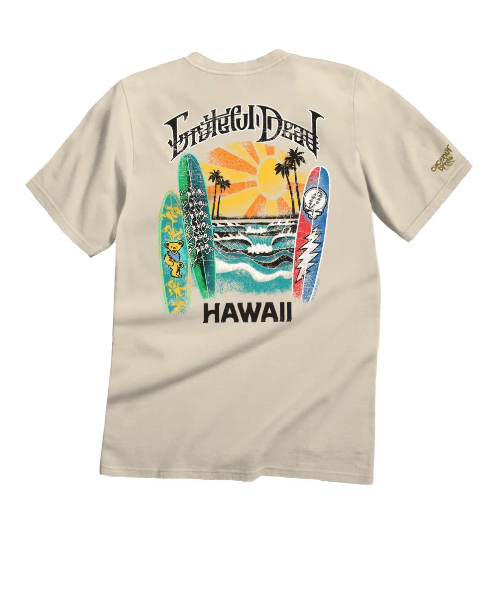 Grateful Dead Surfboards - Coconut Dyed Short Sleeve Crewneck T-Shirt