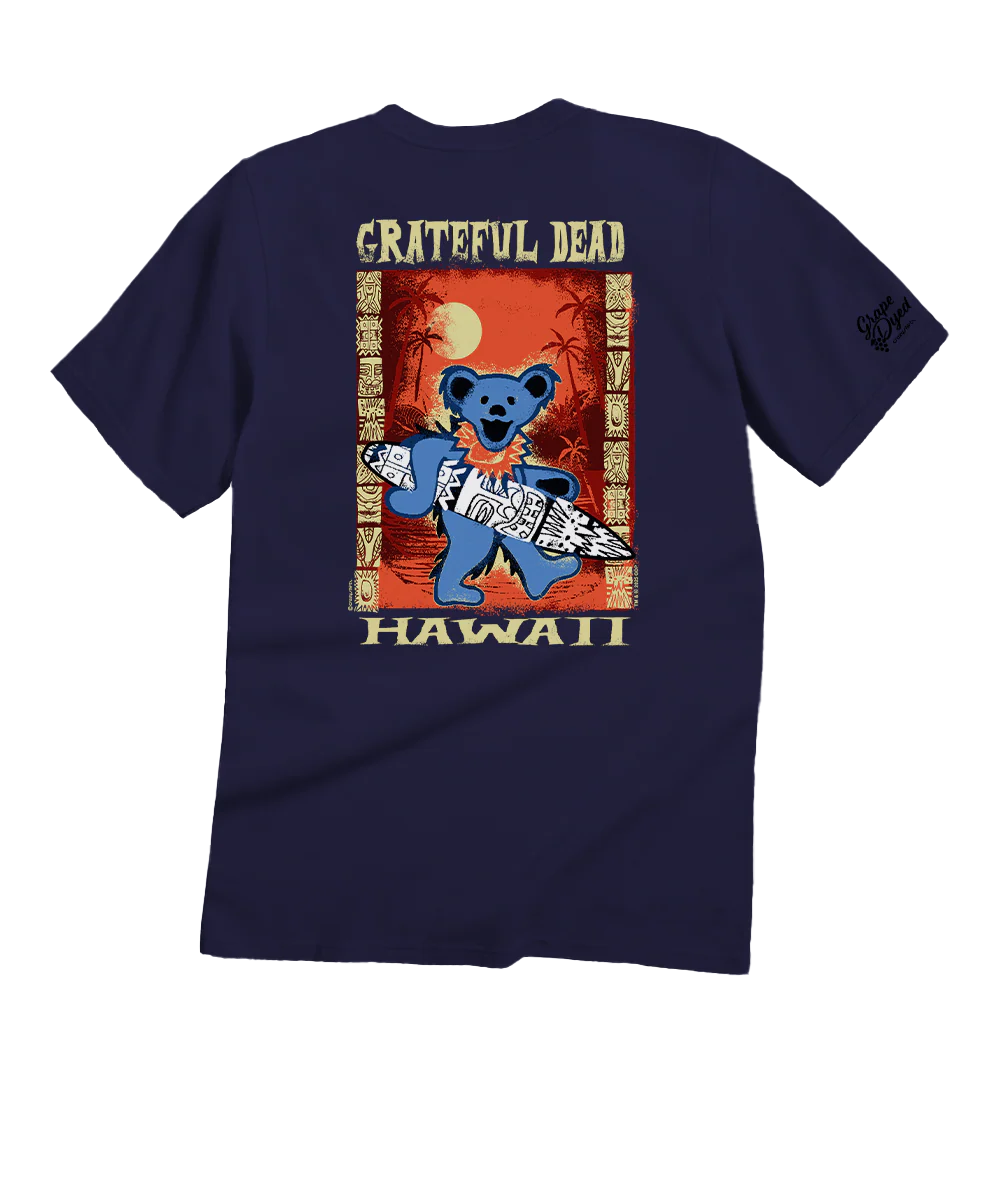 Grateful Dead Tiki Bear - Grape Dyed Short Sleeve Crewneck T-Shirt
