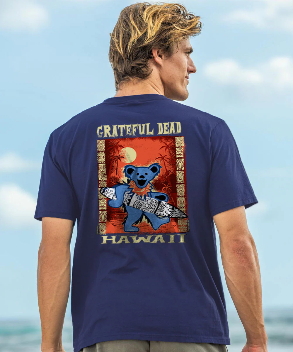 Grateful Dead Tiki Bear - Grape Dyed Short Sleeve Crewneck T-Shirt - Image 2