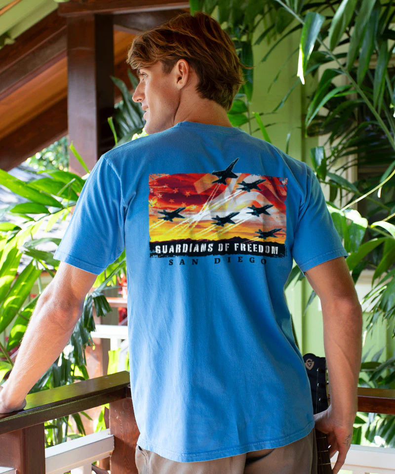 Guardians Of Freedom - Blue Hawaii Dyed Short Sleeve Crewneck T-Shirt - Image 2