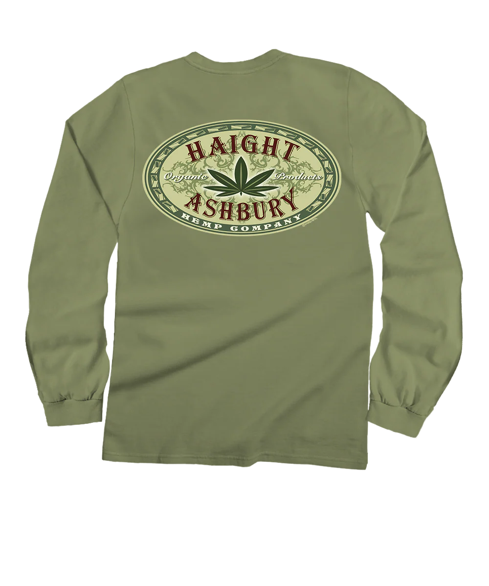Haight Ashbury Medallion - Hemp Dyed Long Sleeve Crewneck T-Shirt
