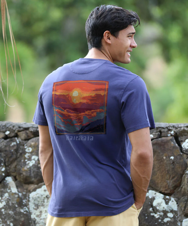 Haleakala Sunrising - Indigo Short Sleeve Pima T-Shirt - Image 3