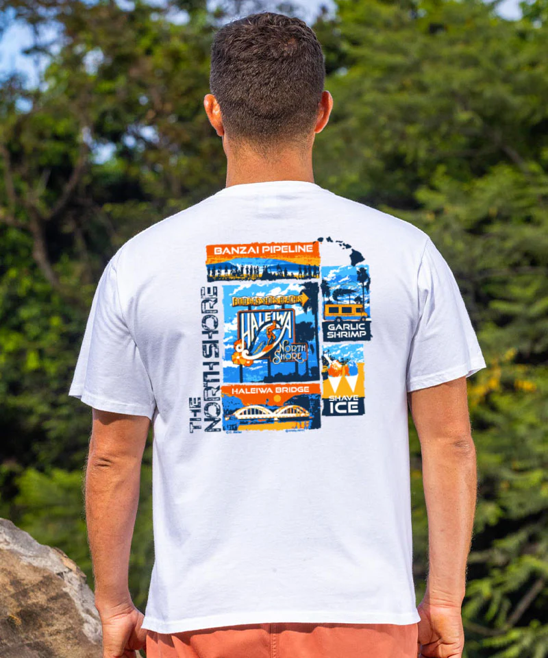 Haleiwa North Shore Collage - White Short Sleeve Crewneck T-Shirt - Image 2