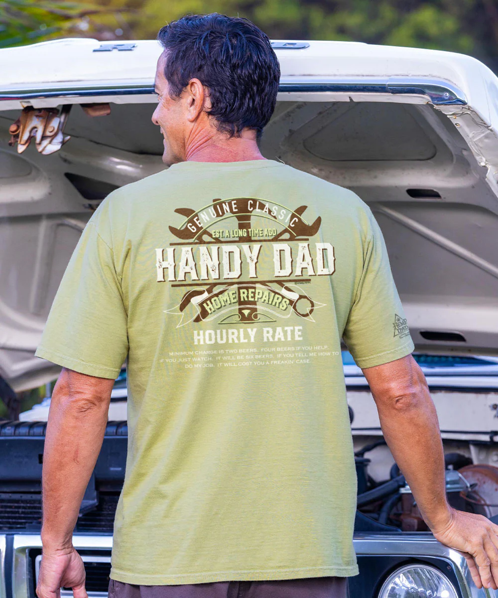 Handy Dad Home Repairs - Hemp Dyed Short Sleeve Crewneck T-Shirt - Image 2