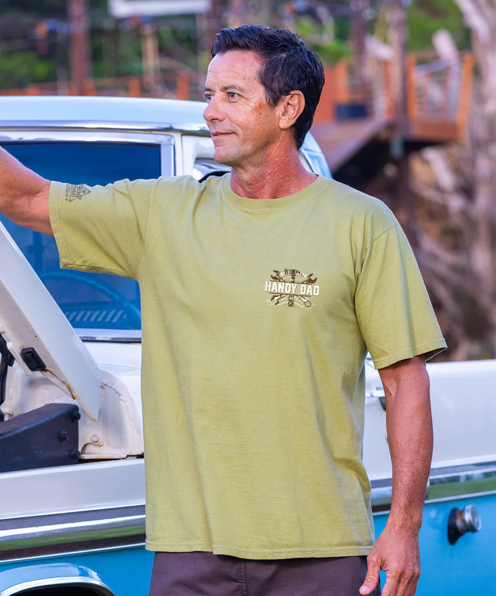 Handy Dad Home Repairs - Hemp Dyed Short Sleeve Crewneck T-Shirt - Image 3