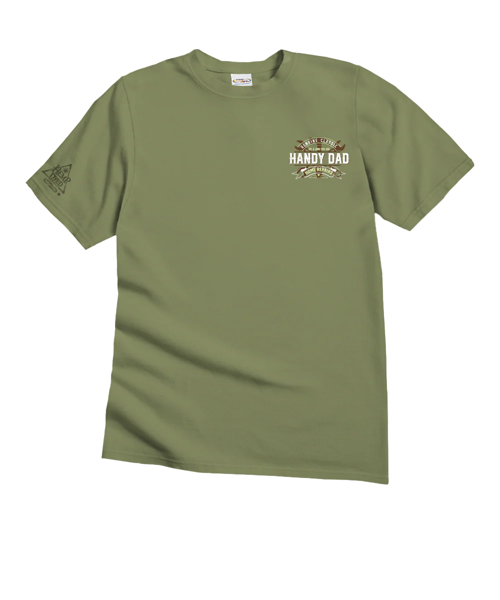 Handy Dad Home Repairs - Hemp Dyed Short Sleeve Crewneck T-Shirt - Image 4