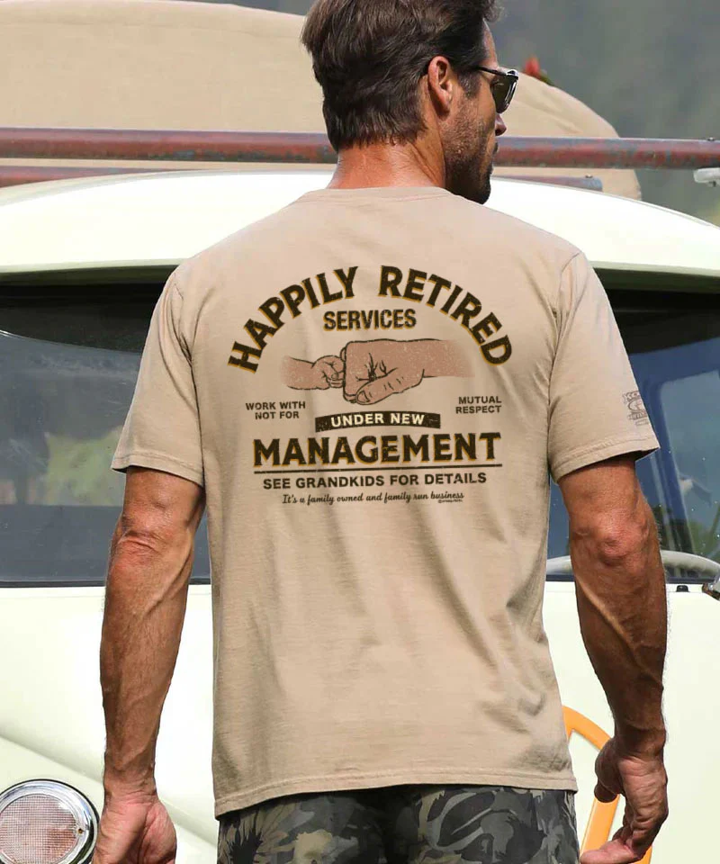 Happily Retired - Kona Coffee Dyed Short Sleeve Crewneck T-Shirt - Image 2