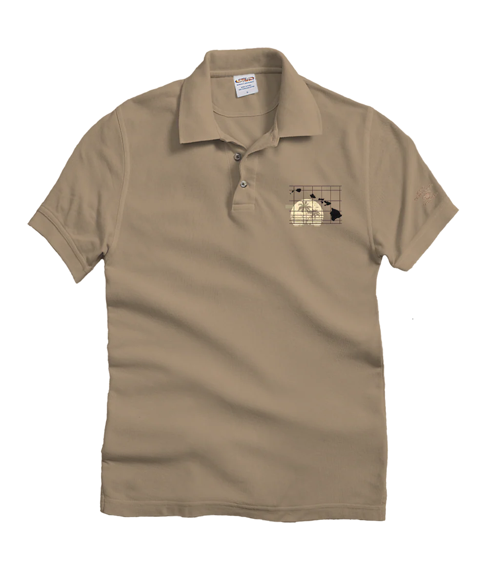 Hawaii Sunset - Kona Coffee Dyed Short Sleeve Oceanfront Polo Shirt