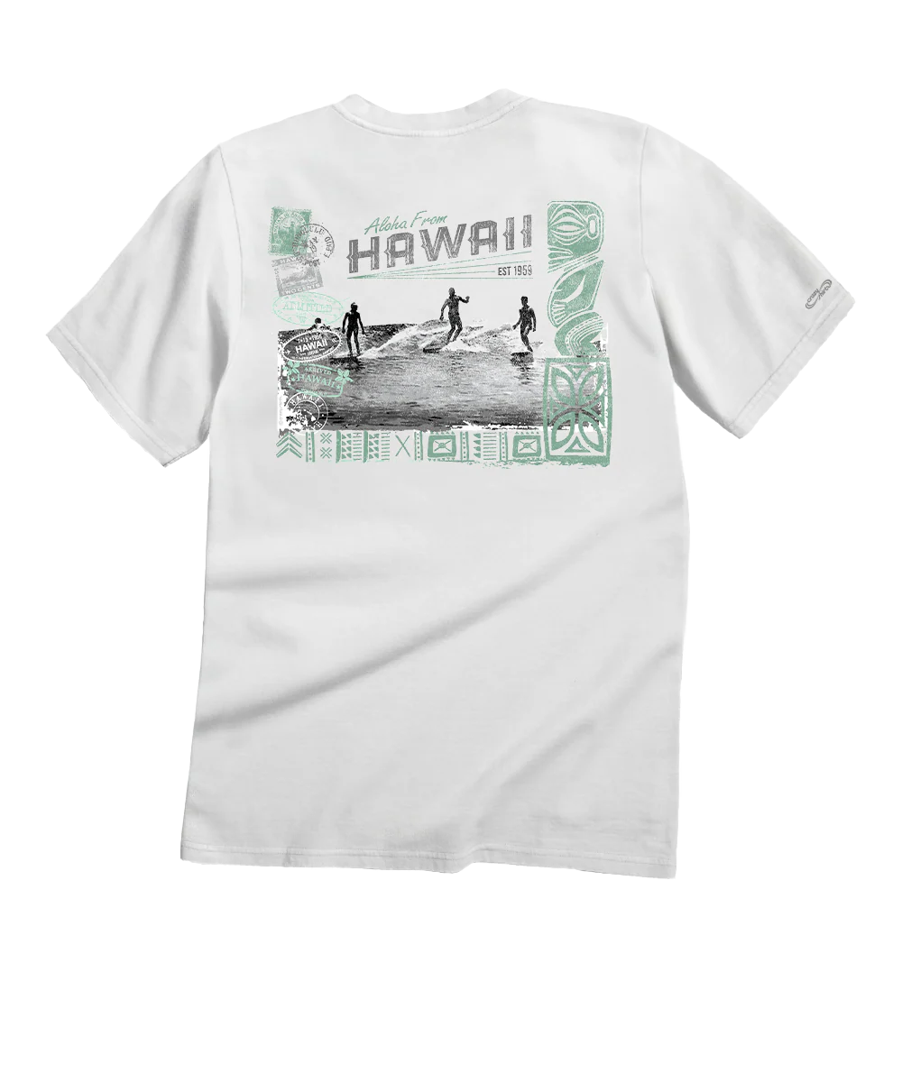 Hawaii Vintage - White Short Sleeve Crewneck T-Shirt