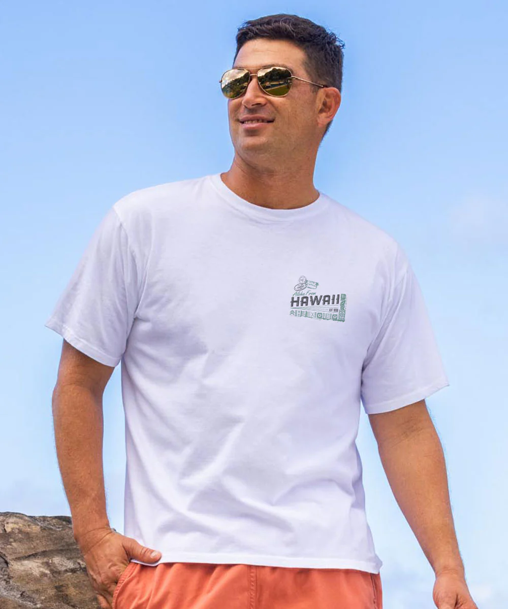 Hawaii Vintage - White Short Sleeve Crewneck T-Shirt - Image 3