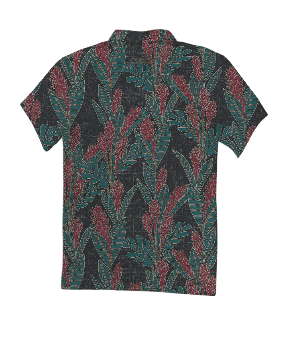 Hawaiian Ginger - Black/Red Short Sleeve Hawaiian Polo Shirt - Image 4