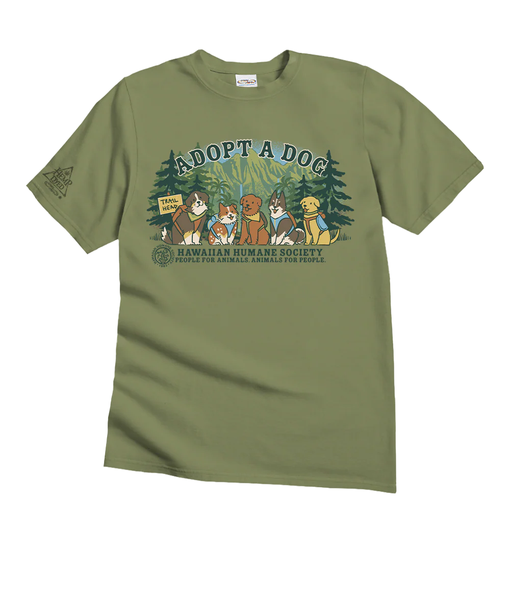 Hawaiian Humane Society Hiking Pups - Hemp Dyed Short Sleeve Crewneck T-Shirt