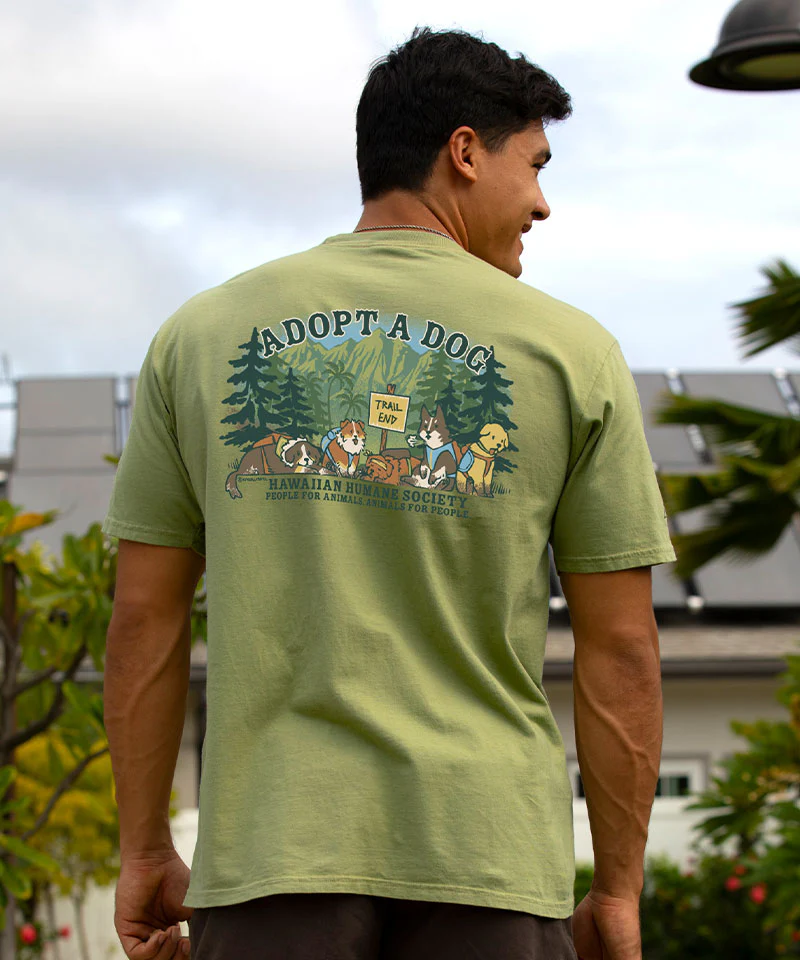 Hawaiian Humane Society Hiking Pups - Hemp Dyed Short Sleeve Crewneck T-Shirt - Image 3