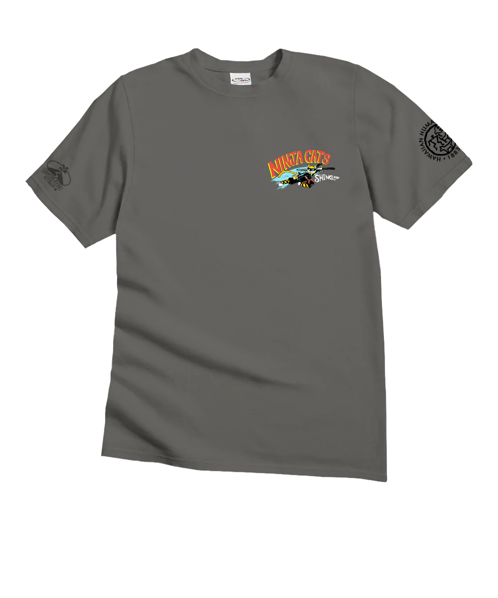 Hawaiian Humane Society Ninja Cats - Crater Dyed® Short Sleeve Crewneck T-Shirt - Image 4
