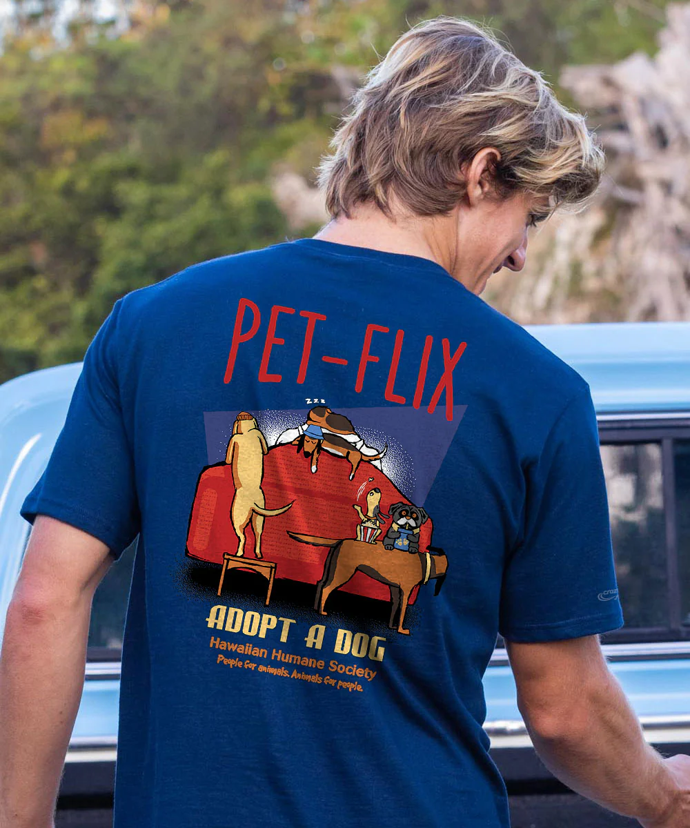 Hawaiian Humane Society Petflix - Navy Short Sleeve Crewneck T-Shirt - Image 3
