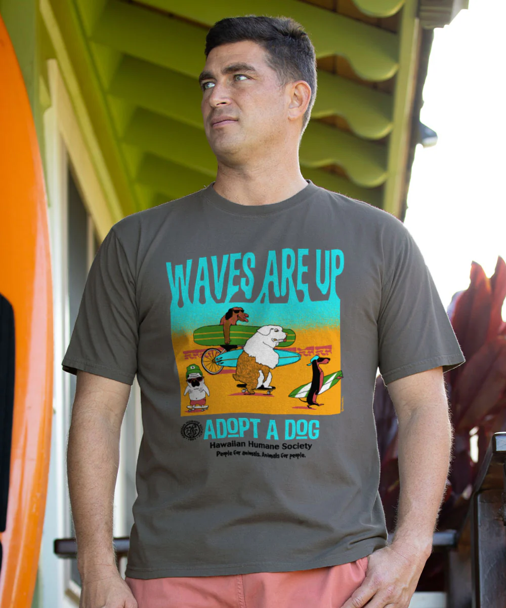 Hawaiian Humane Society Waves Are Up - Crater Dyed® Short Sleeve Crewneck T-Shirt - Image 2
