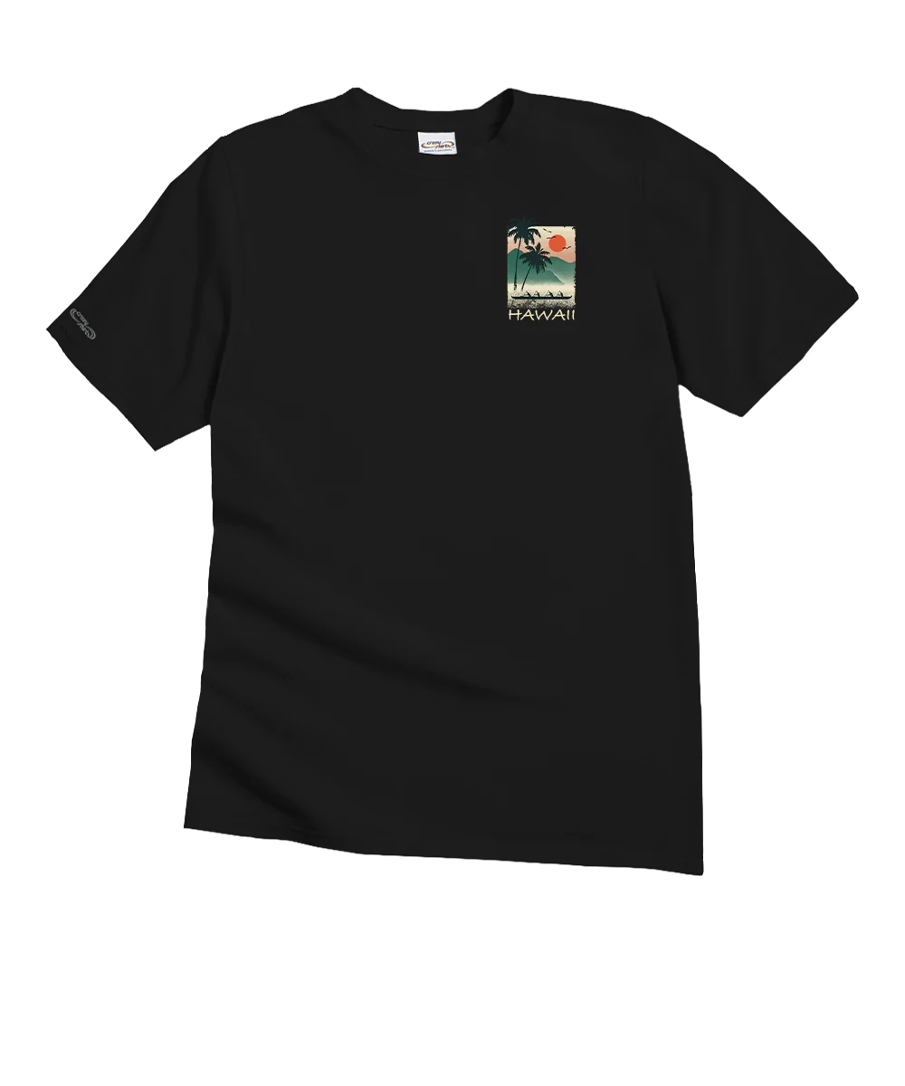 Hawaiian Ukiyo Scenic - Black Short Sleeve Crewneck T-Shirt - Image 4