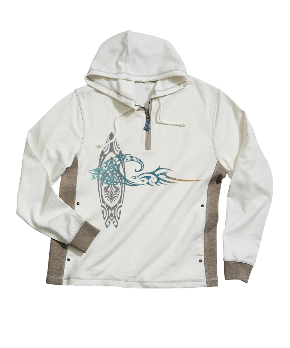 He'e Nalu Elima - Natural/Gray Long Sleeve Longboard Hooded Tee