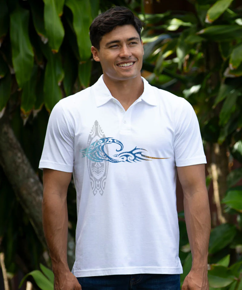 He'e Nalu Elima - White Short Sleeve Pima Polo - Image 2