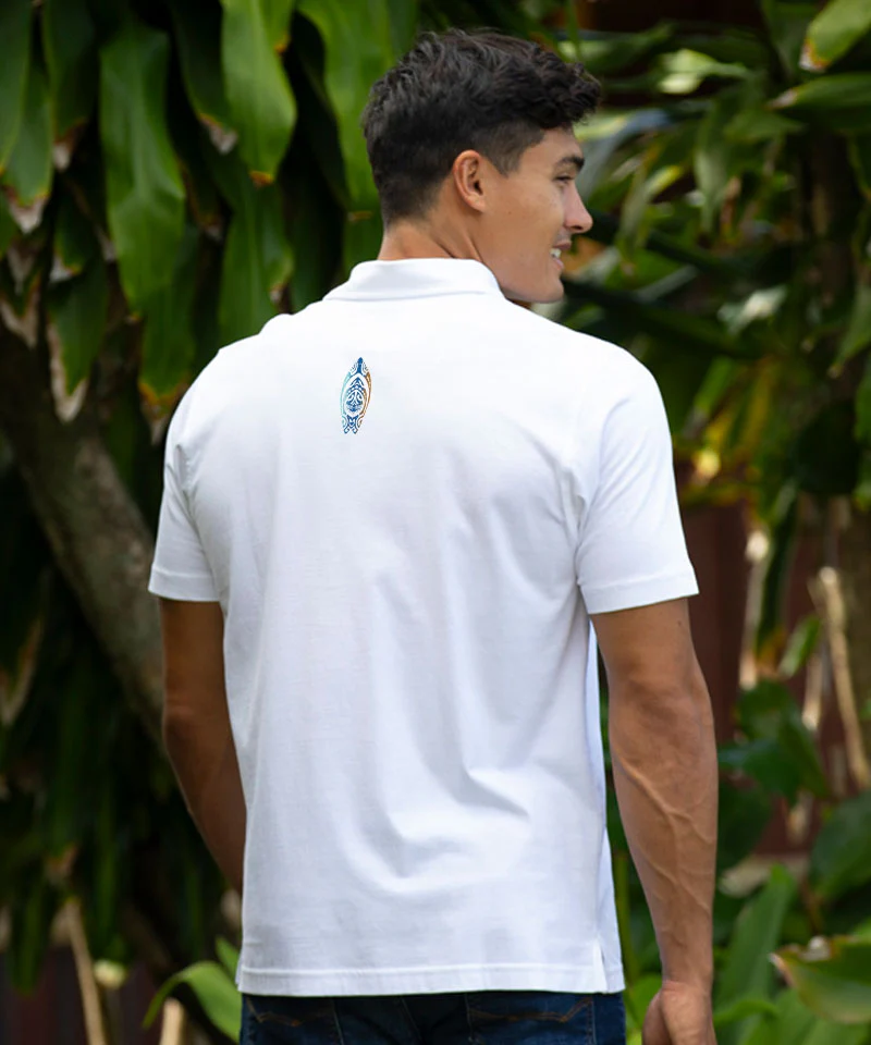 He'e Nalu Elima - White Short Sleeve Pima Polo - Image 3
