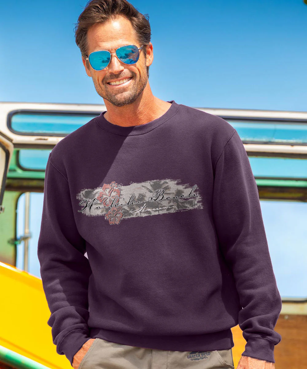 Hibiscus Surf - Blackberry Dyed Long Sleeve Sweatshirt - Image 2