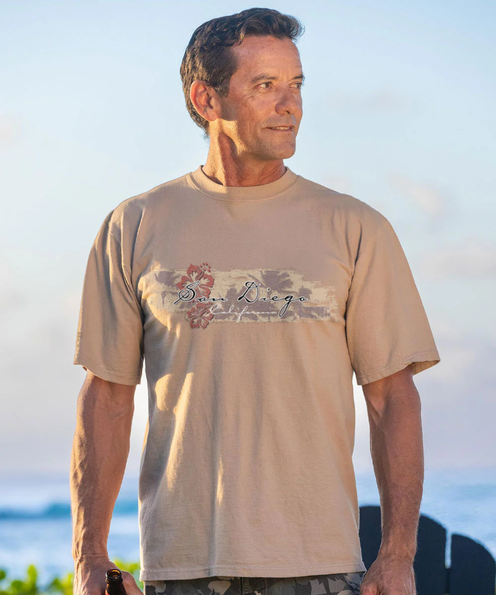 Hibiscus Surf - Kona Coffee Dyed Short Sleeve Crewneck T-Shirt - Image 3