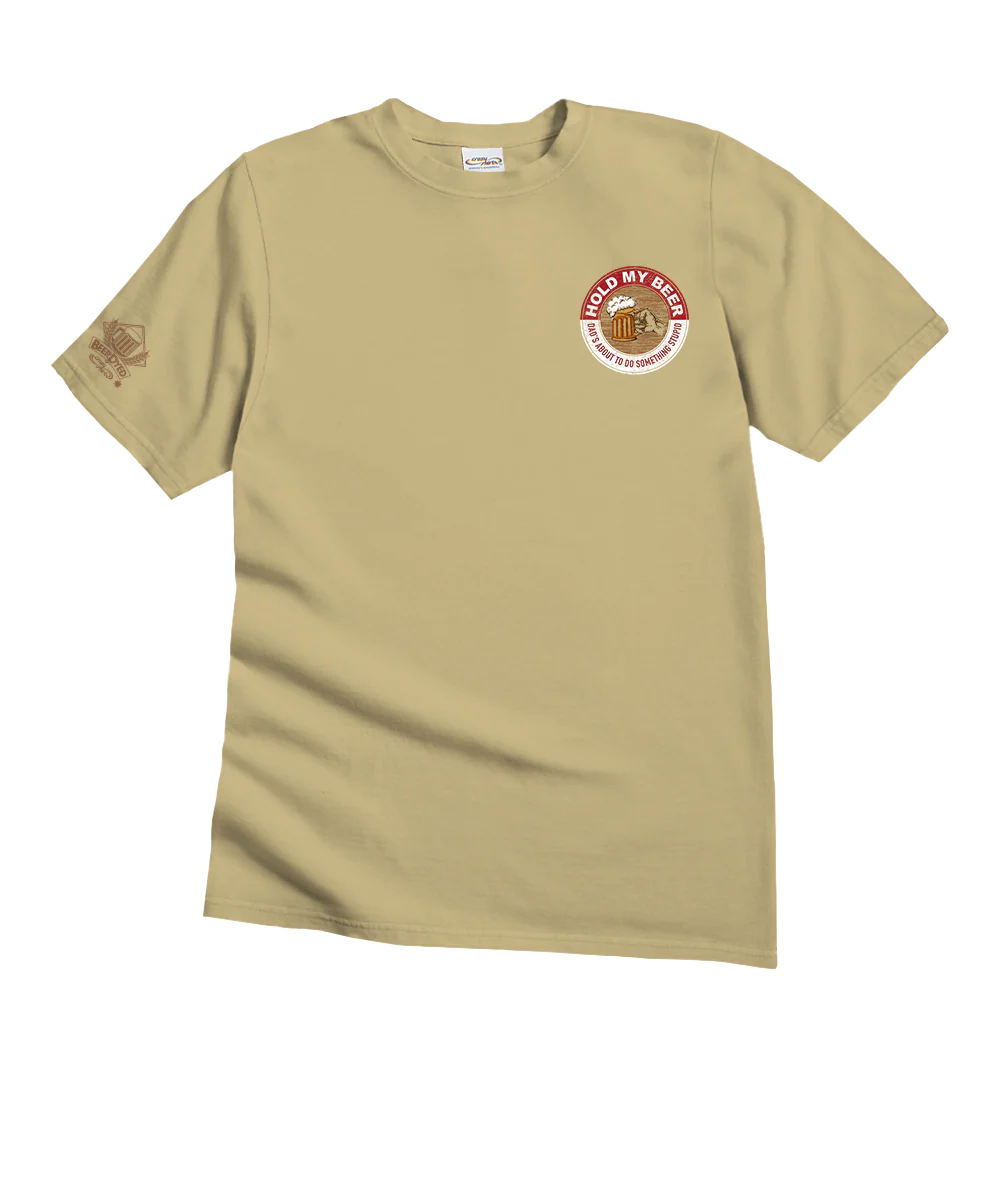 Hold My Beer - Beer Dyed Short Sleeve Crewneck T-Shirt - Image 4