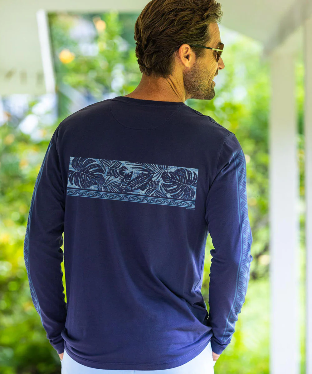 Holo Holo Band - Indigo Long Sleeve Pima T-Shirt - Image 3