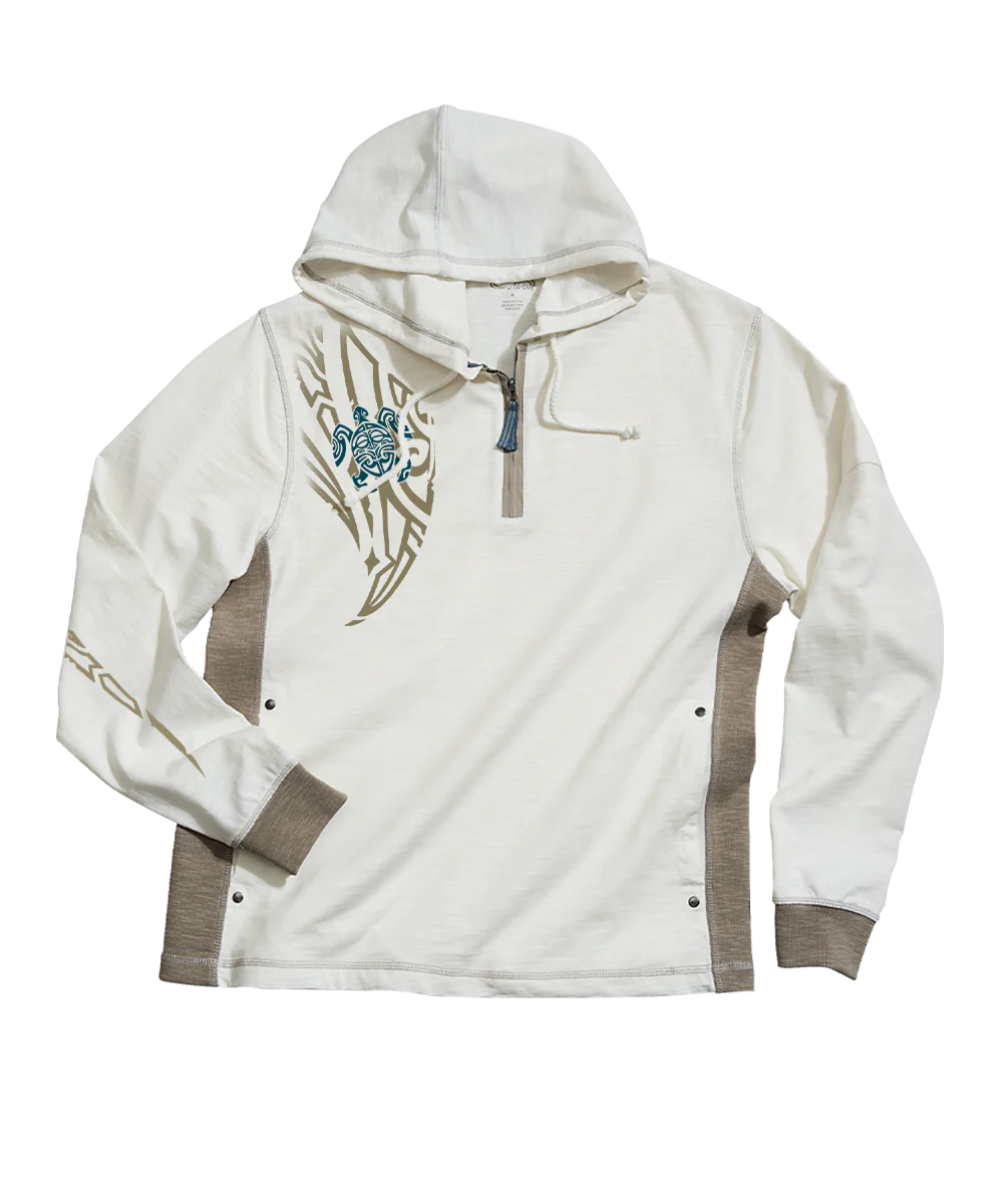 Honu Mana - Natural/Gray Long Sleeve Longboard Hooded Tee