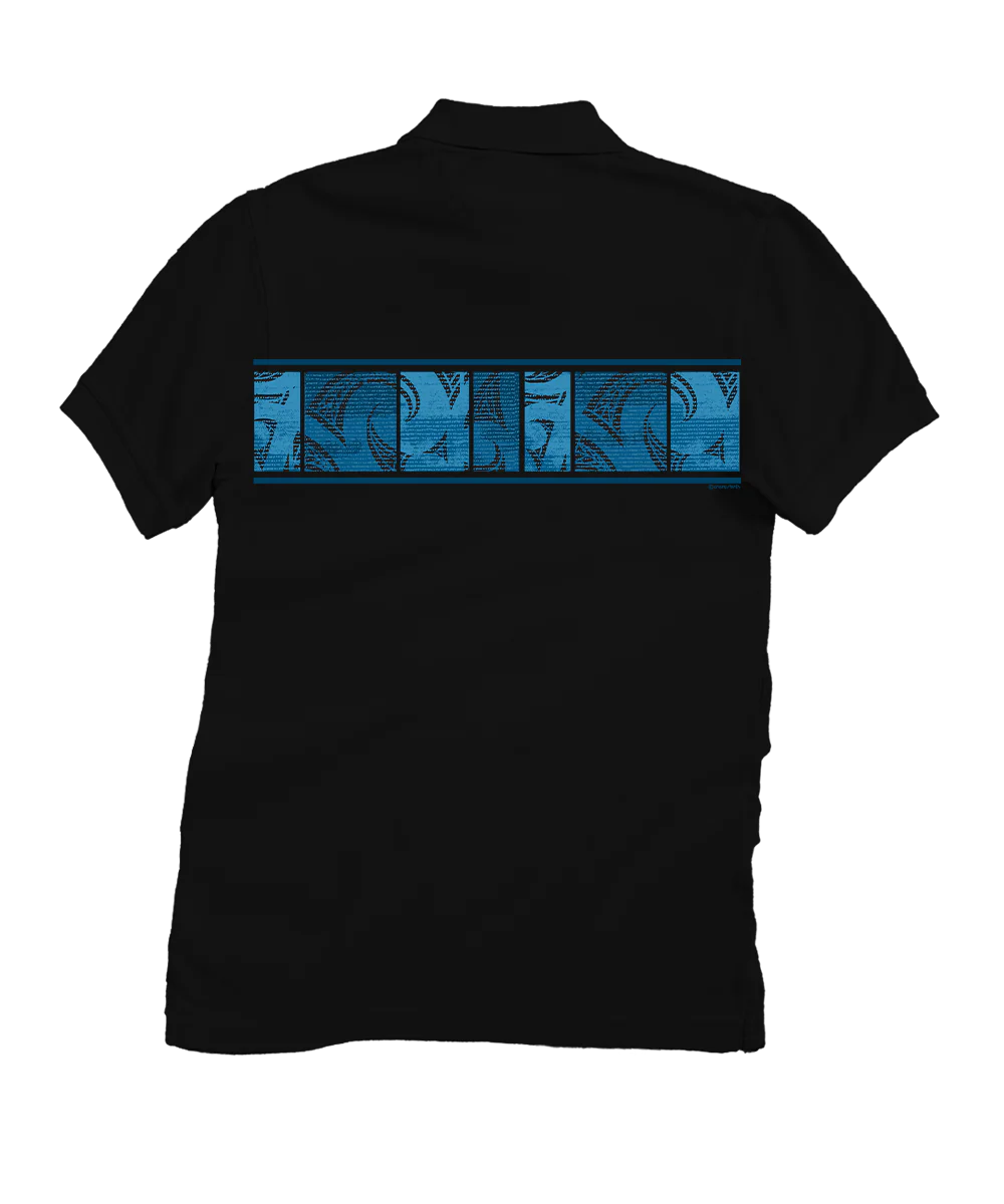 Honu Waa Band - Black Short Sleeve Oceanfront Polo Shirt - Image 4