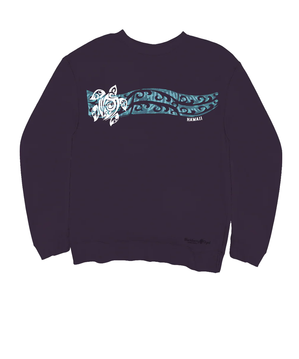 Honu Wave Tattoo - Blackberry Dyed Long Sleeve Sweatshirt