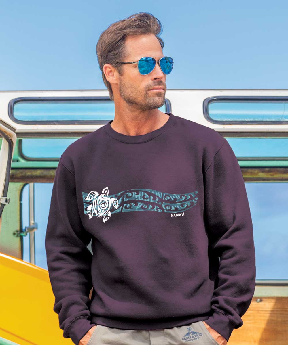 Honu Wave Tattoo - Blackberry Dyed Long Sleeve Sweatshirt - Image 2