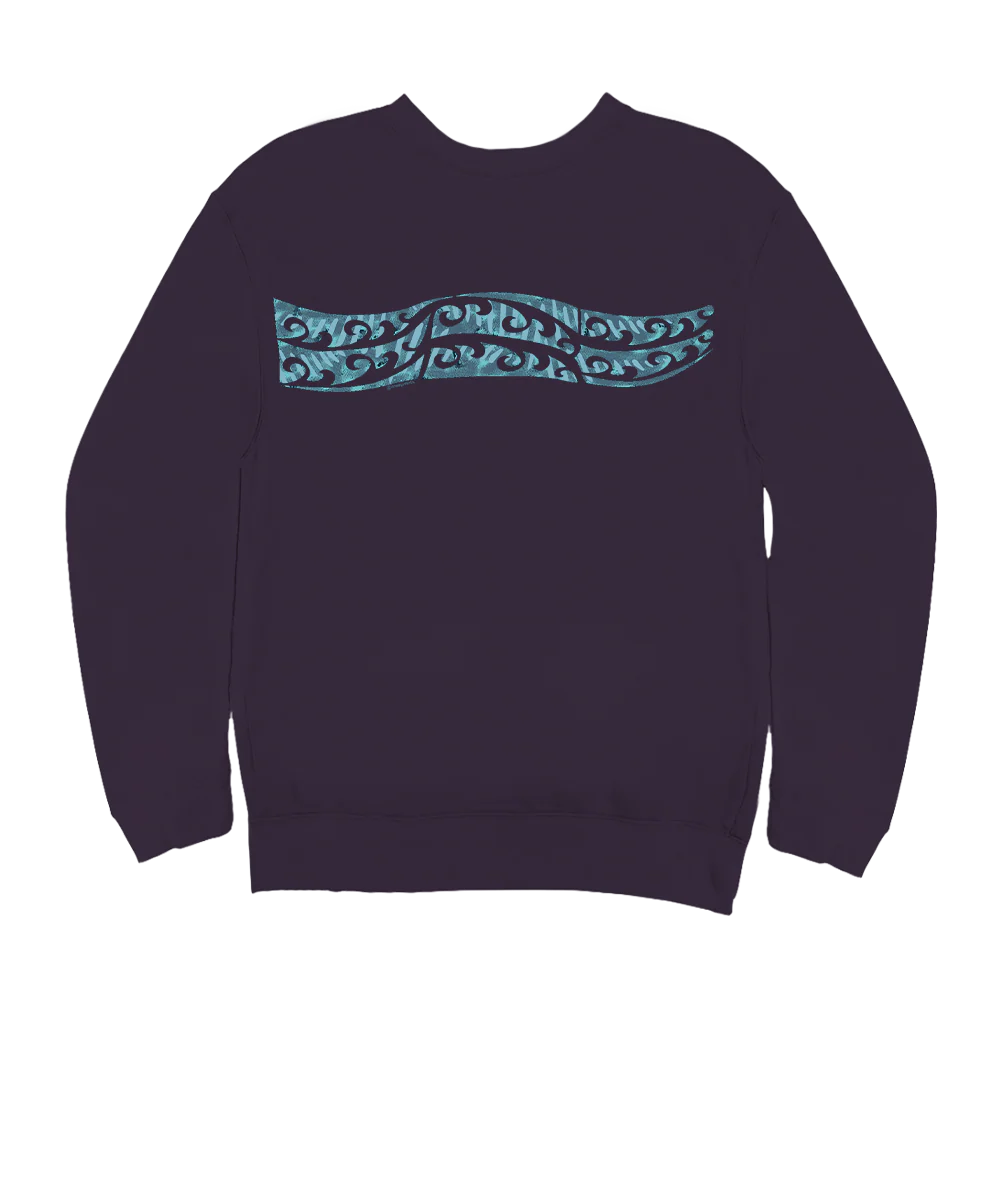 Honu Wave Tattoo - Blackberry Dyed Long Sleeve Sweatshirt - Image 4