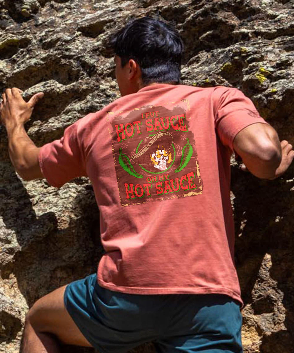 I Put Hot Sauce - Chile Dyed Short Sleeve Crewneck T-Shirt - Image 2