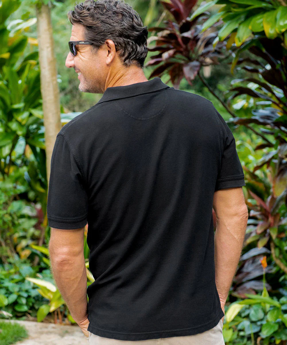 Island Band - Black Short Sleeve Oceanfront Polo Shirt - Image 3
