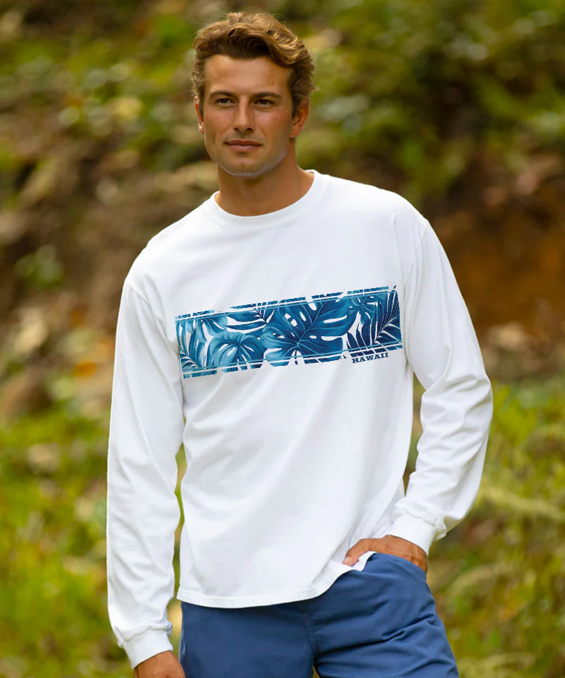 Island Foliage Band - White Long Sleeve Crewneck T-Shirt - Image 2