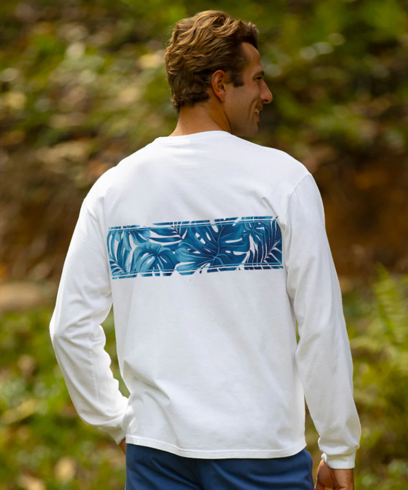 Island Foliage Band - White Long Sleeve Crewneck T-Shirt - Image 3