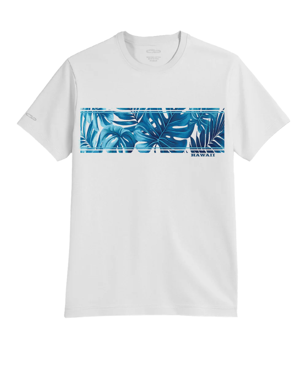 Island Foliage Band - White Short Sleeve Pima T-Shirt