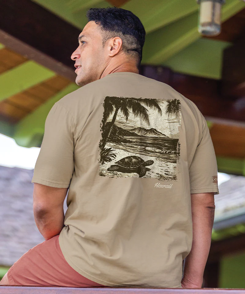 Island Retro Honu Scenic - Kona Coffee Dyed Short Sleeve Crewneck T-Shirt - Image 2