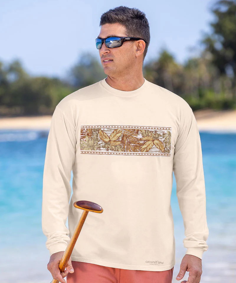 Island Tropical Band - Coconut Dyed Long Sleeve Crewneck T-Shirt - Image 2