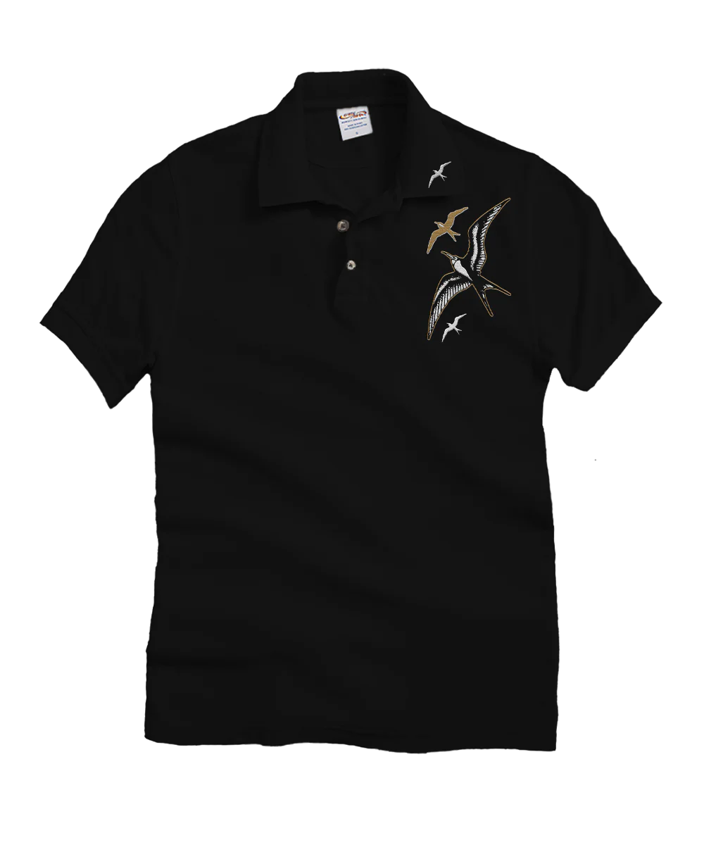 Iwa Flight - Black Short Sleeve Oceanfront Polo Shirt