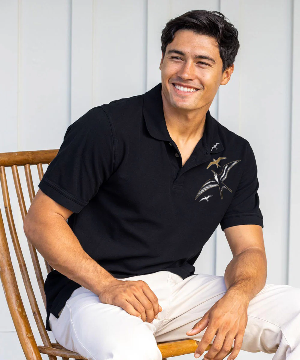 Iwa Flight - Black Short Sleeve Oceanfront Polo Shirt - Image 2