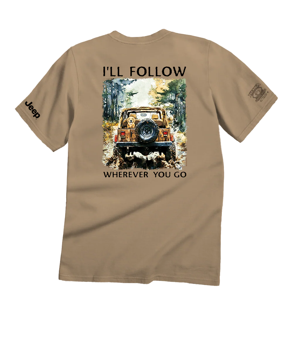 Jeep I'll Follow - Kona Coffee Dyed Short Sleeve Crewneck T-Shirt