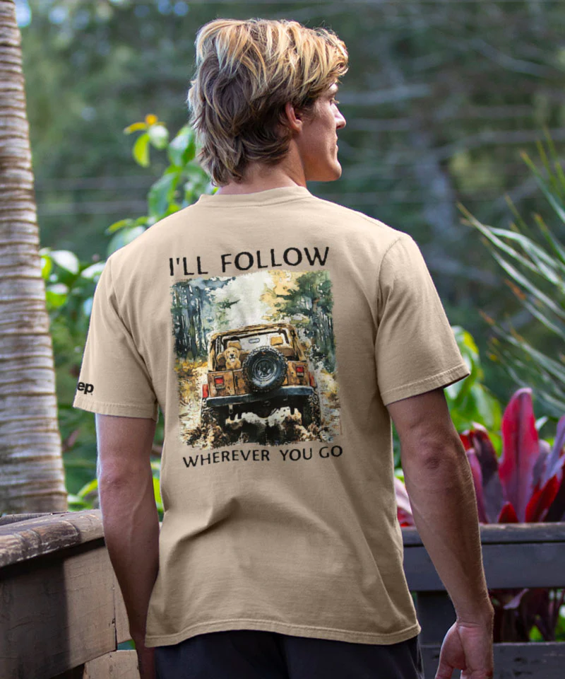 Jeep I'll Follow - Kona Coffee Dyed Short Sleeve Crewneck T-Shirt - Image 2