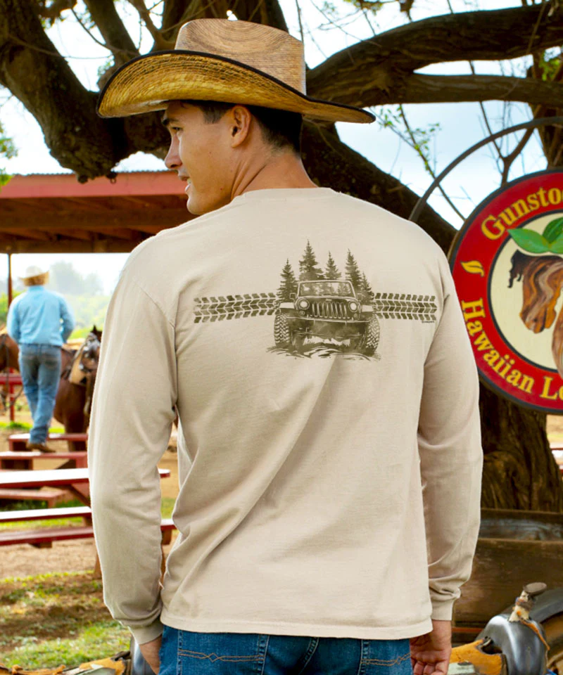 Jeep Jeep Pines - Kona Coffee Dyed Long Sleeve Crewneck T-Shirt - Image 2