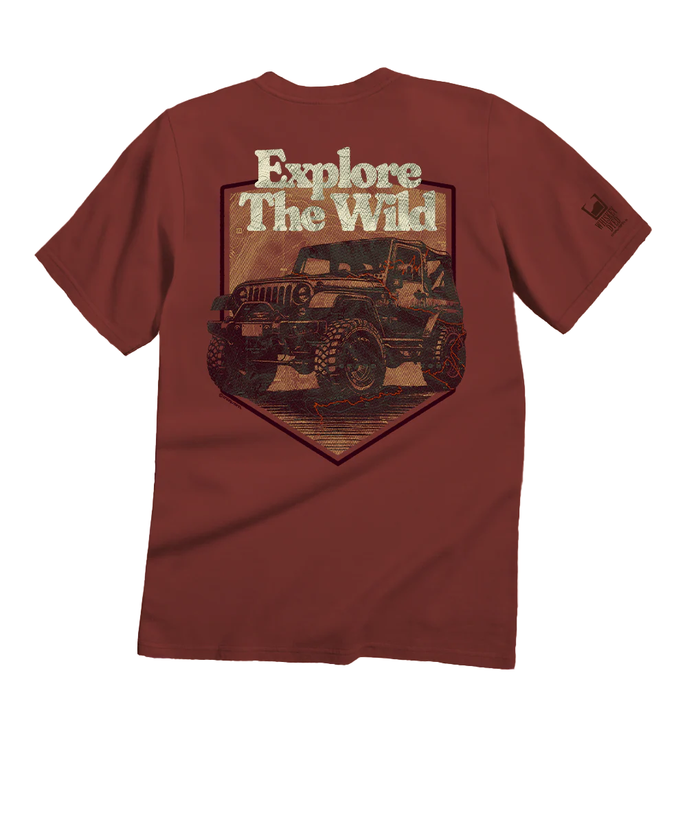 Jeep Trail Map - Whiskey Dyed Short Sleeve Crewneck T-Shirt